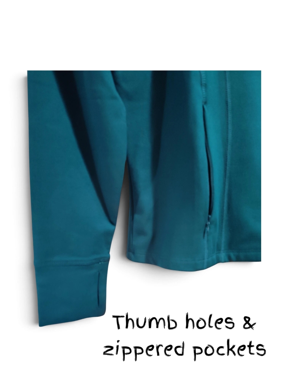 🆕 Danskin Winter Tech Fleece Lined Hooded Luxe Yoga Jacket Womens XL Dark Teal - Picture 4 of 12